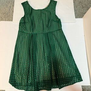 Open Knit Sleeveless Dress Woman’s Plus Size 2x Green Black Crochet Vibe Lined